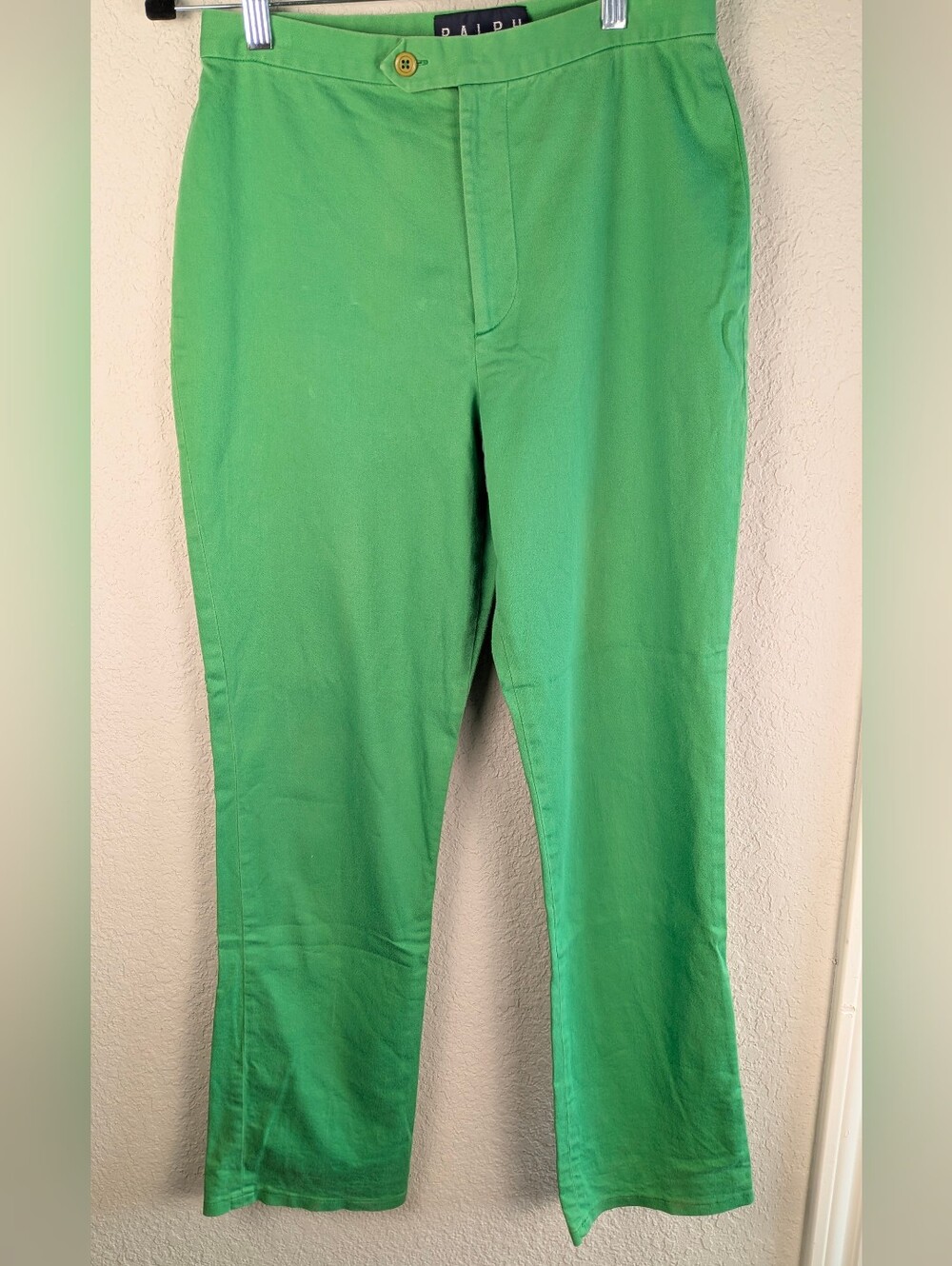 Vintage 90's RALPH Ralph Lauren Chino Pants Size 10 Kelly Green Stretch Cotton